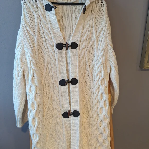 Mango Nordic Hooded Cable-Knit Long Cardigan - Picture 4 of 4